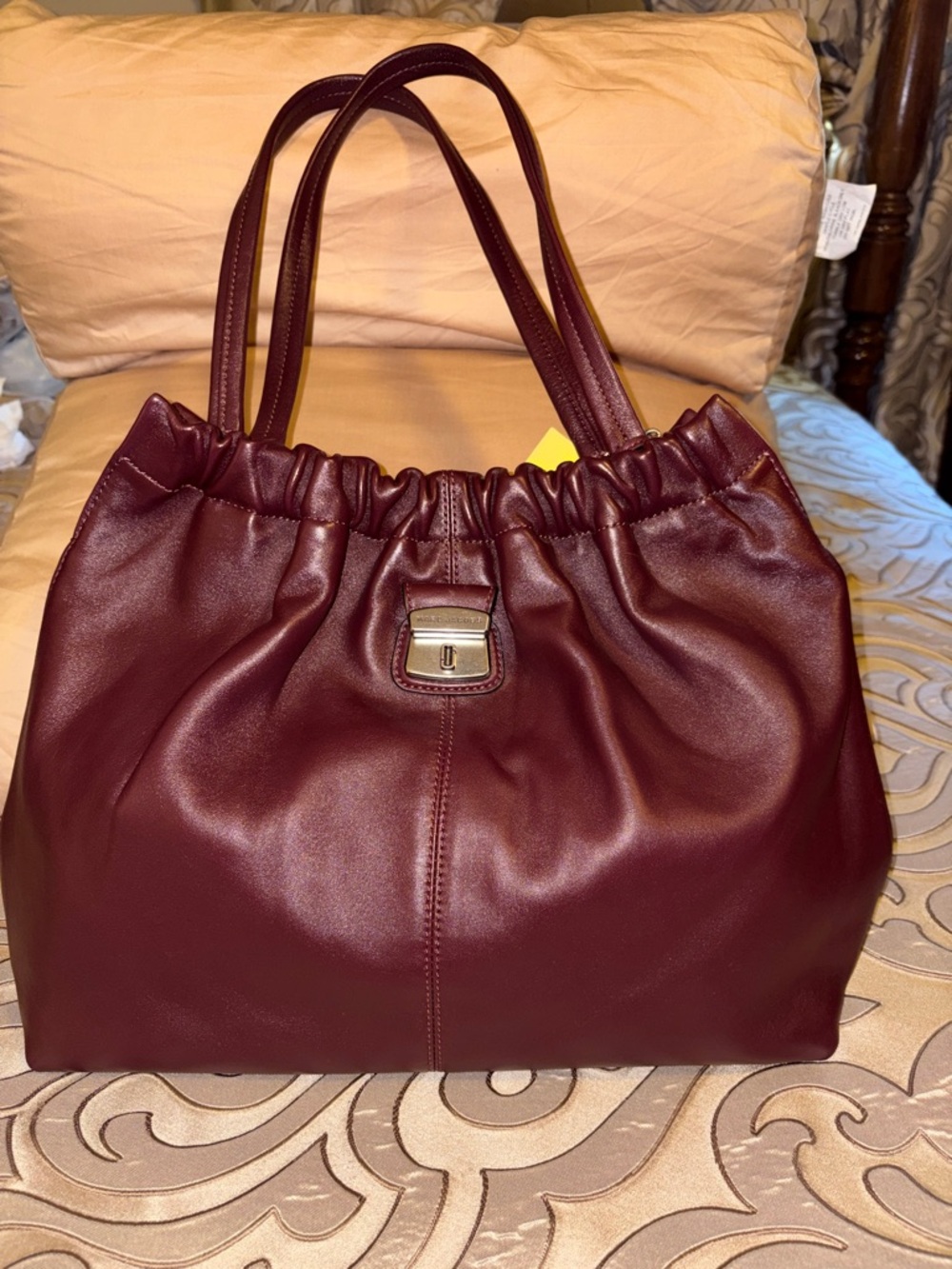 Marc Jacobs THE CRISTINA TOTE Dark Plum Leather NWY